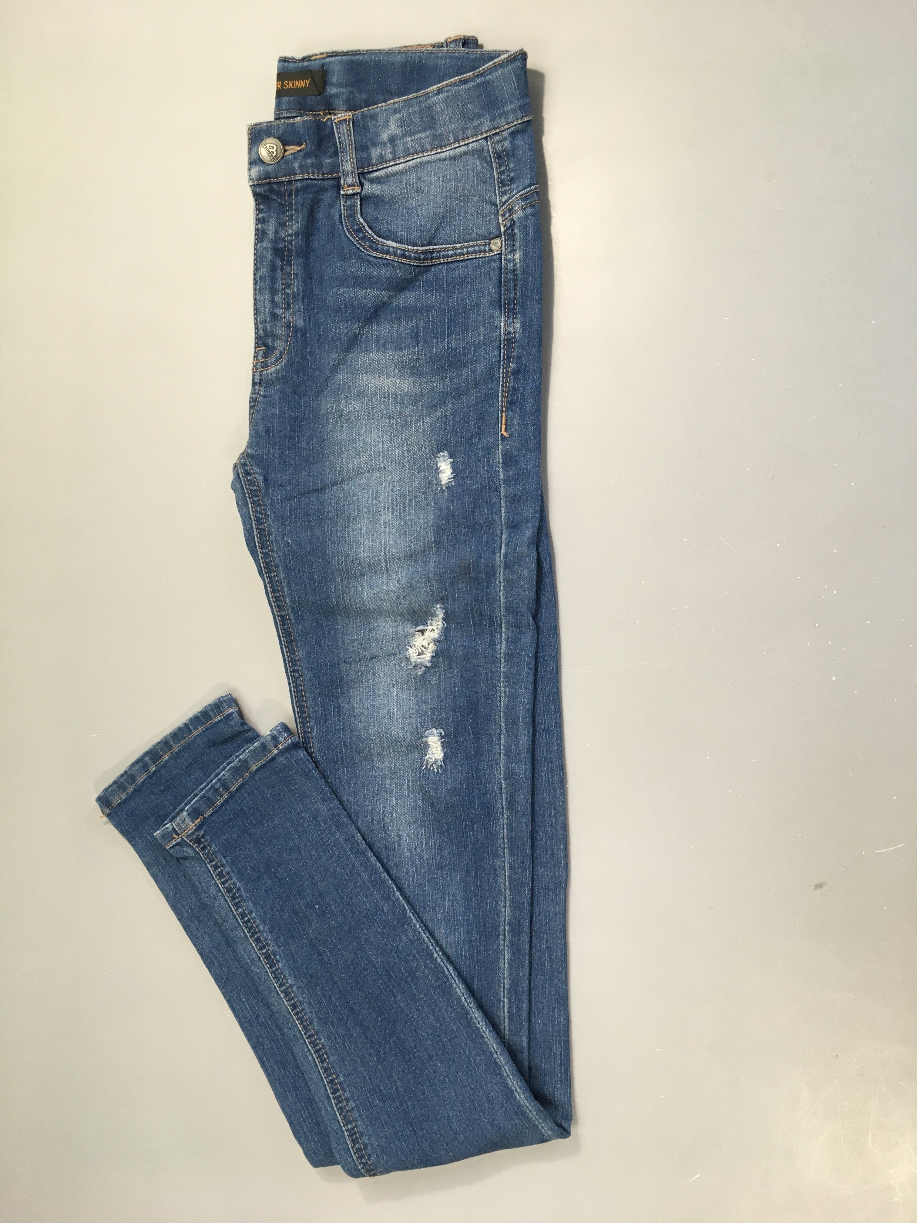 Jeans Super Skinny, Beckaro, effet troué-Qques taches