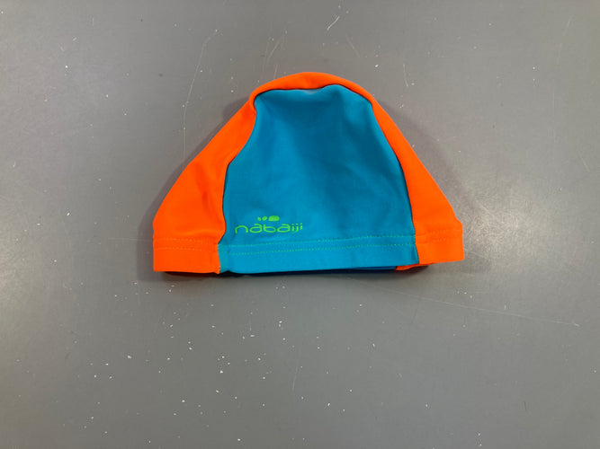 Bonnet de bain en tissu bleu/orange, Nabaiji, moins cher chez Petit Kiwi