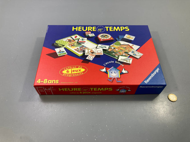 Coffret Heure et Temps, 6 jeux progressifs, L'école bleue, 4-8 ans - complet, moins cher chez Petit Kiwi