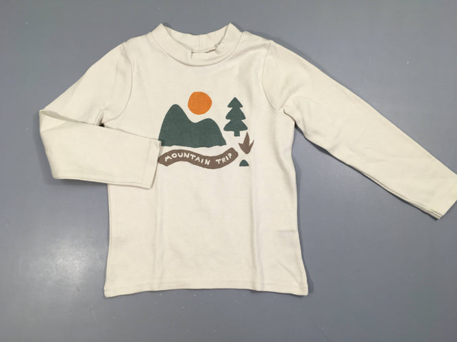 T-shirt m.l écru mountain trip col montant, moins cher chez Petit Kiwi