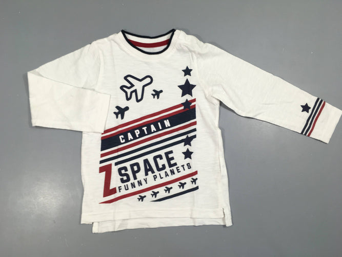 T-shirt m.l blanc avions captain, moins cher chez Petit Kiwi