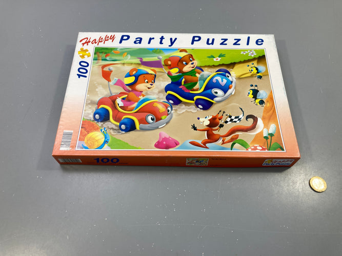 Puzzle 100 pcs Tender Bears course de voitures, Happy Party Puzzle - complet, moins cher chez Petit Kiwi