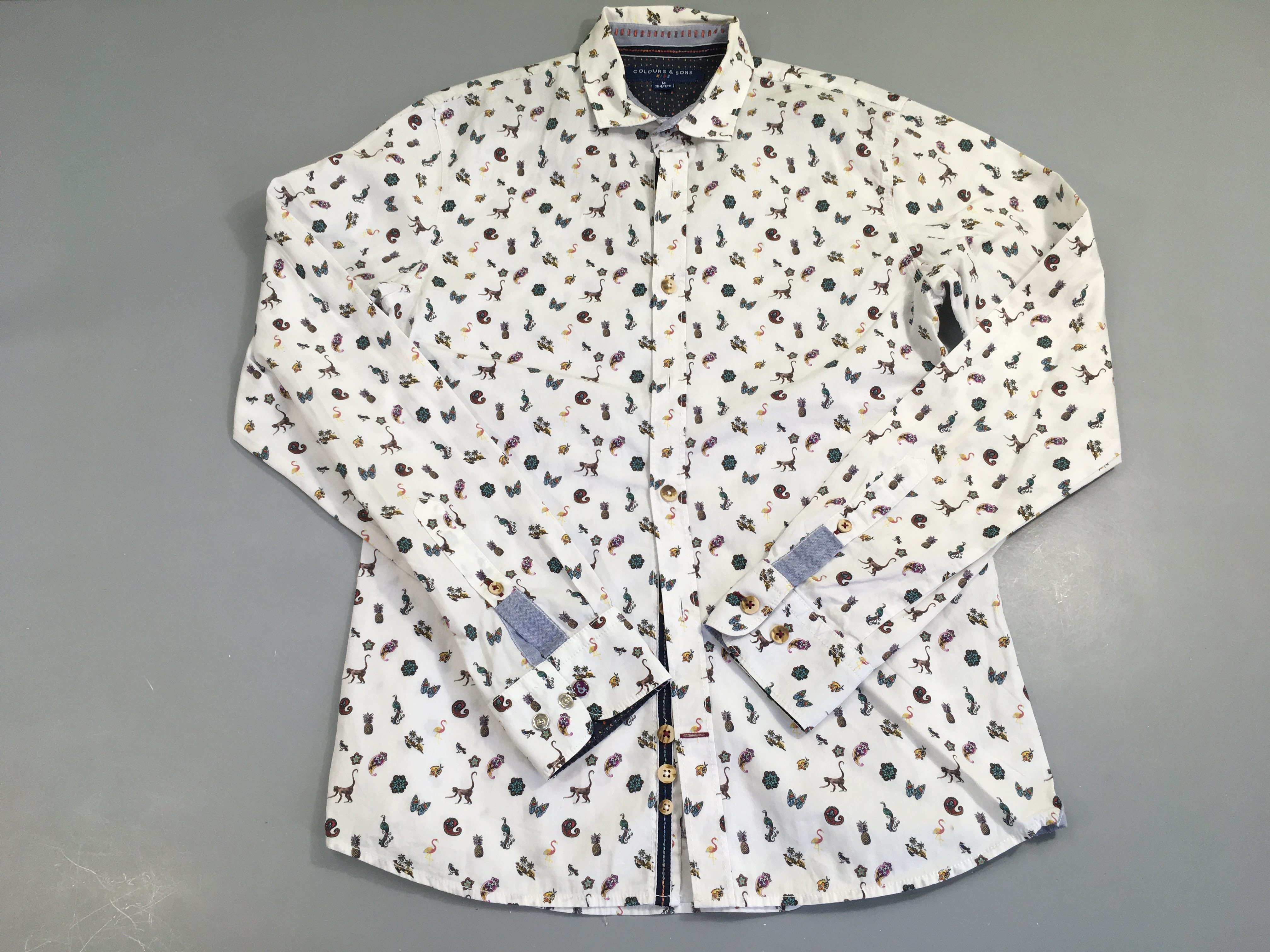 Chemise m.l blanche animaux, Colours & Sons