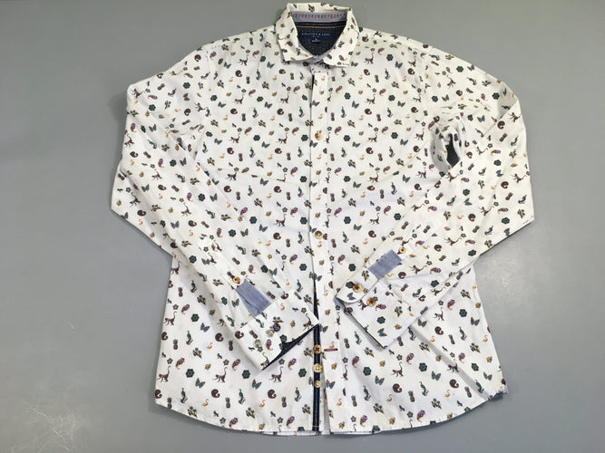 Chemise m.l blanche animaux, Colours & Sons, moins cher chez Petit Kiwi