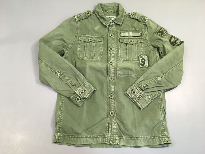 Chemise m.l toile kaki poches, style militaires, moins cher chez Petit Kiwi