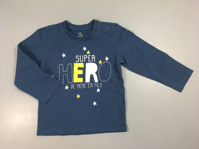 T-shirt m.l bleu foncé super hero, moins cher chez Petit Kiwi