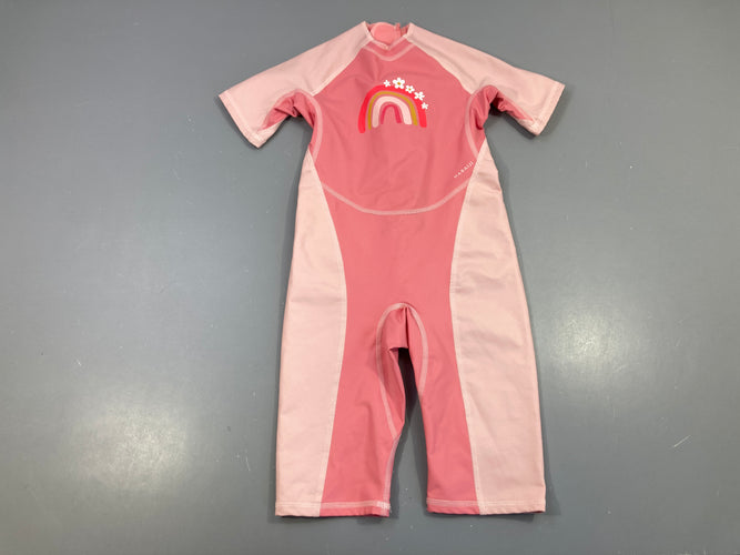 Combi anti froid/anti uv rose arc-en-ciel, Nabaiji, moins cher chez Petit Kiwi