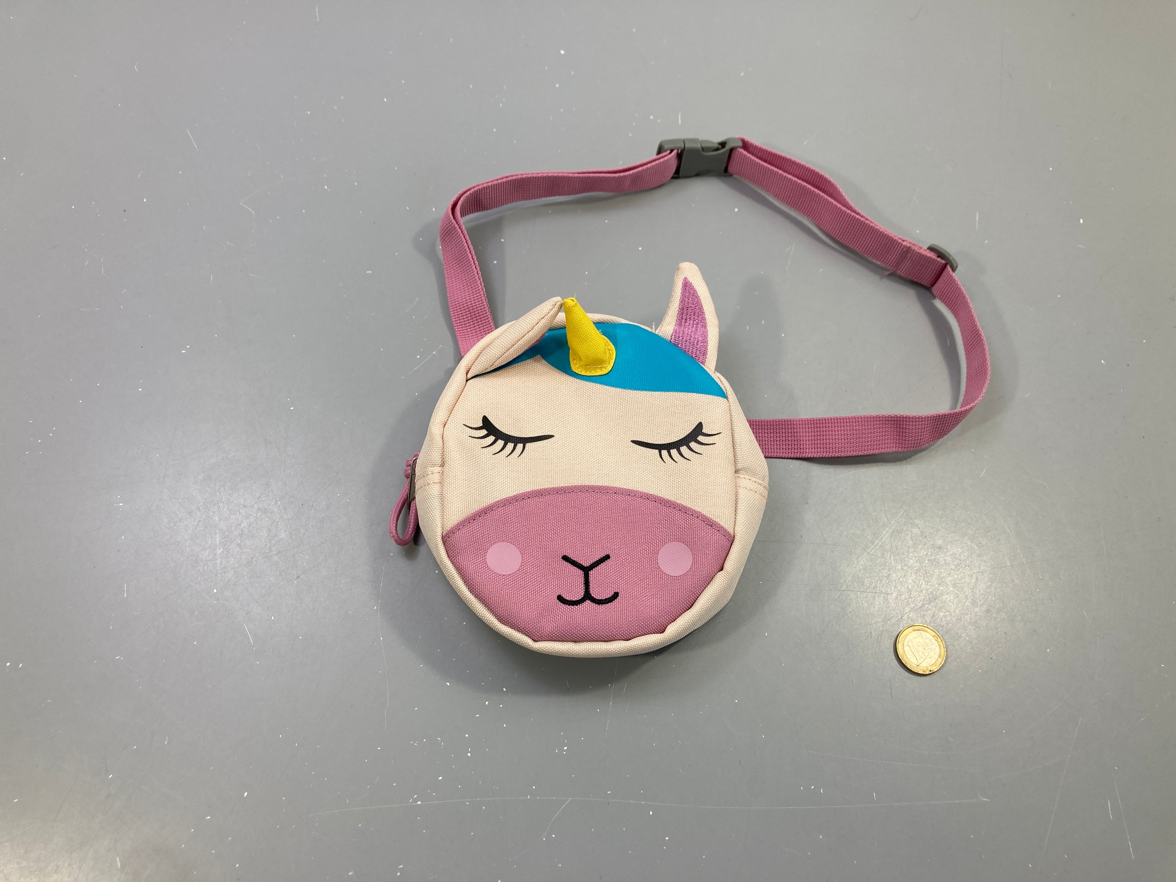 Sac bandoulière licorne rose et écru zippé