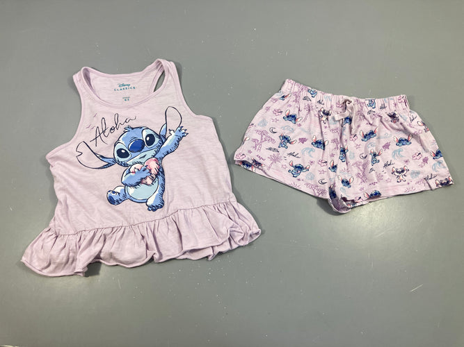 Pyjashort 2pcs jersey parme flammé Stitch, moins cher chez Petit Kiwi