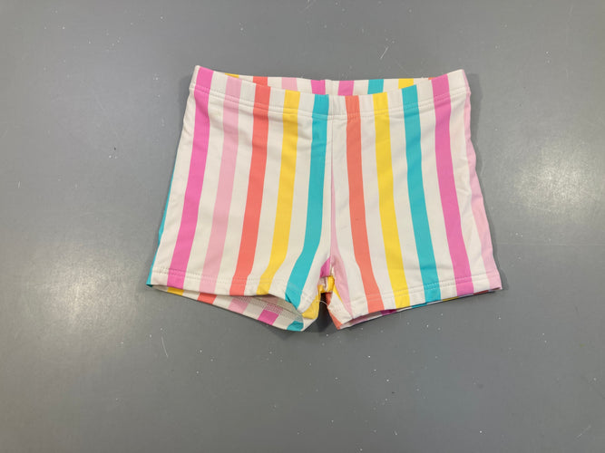 Maillot boxer blanc rayé multicolore, moins cher chez Petit Kiwi