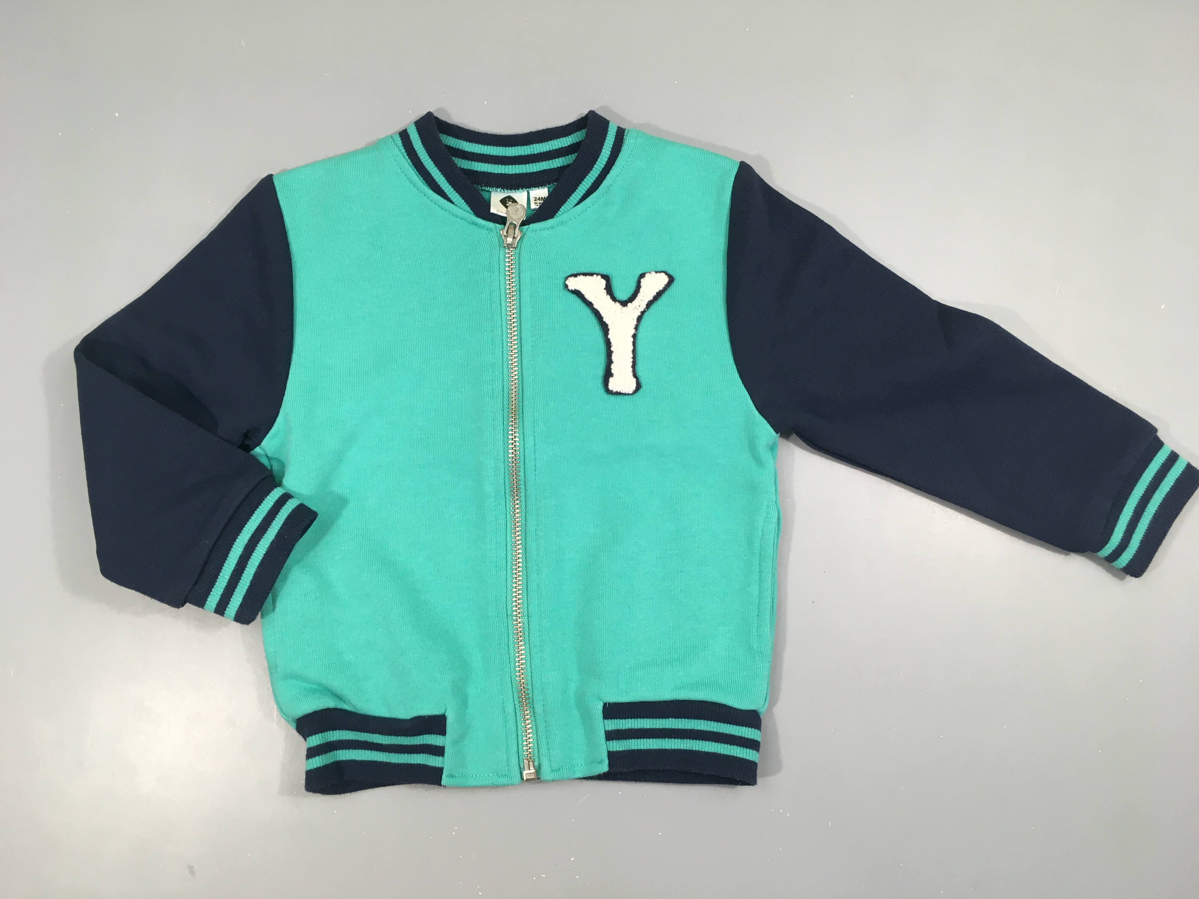 Sweat zippé vert/bleu foncé Y