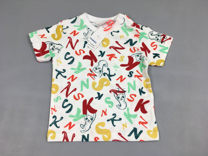 NEUF t-shirt m.c blanc NKS paresseux, moins cher chez Petit Kiwi