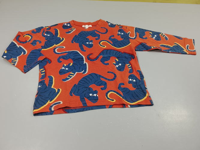 T-shirt m.l  orange brique , tigres bleus, moins cher chez Petit Kiwi