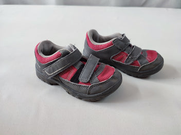 Chaussures de randonnée grise/rose à scratchs, 24