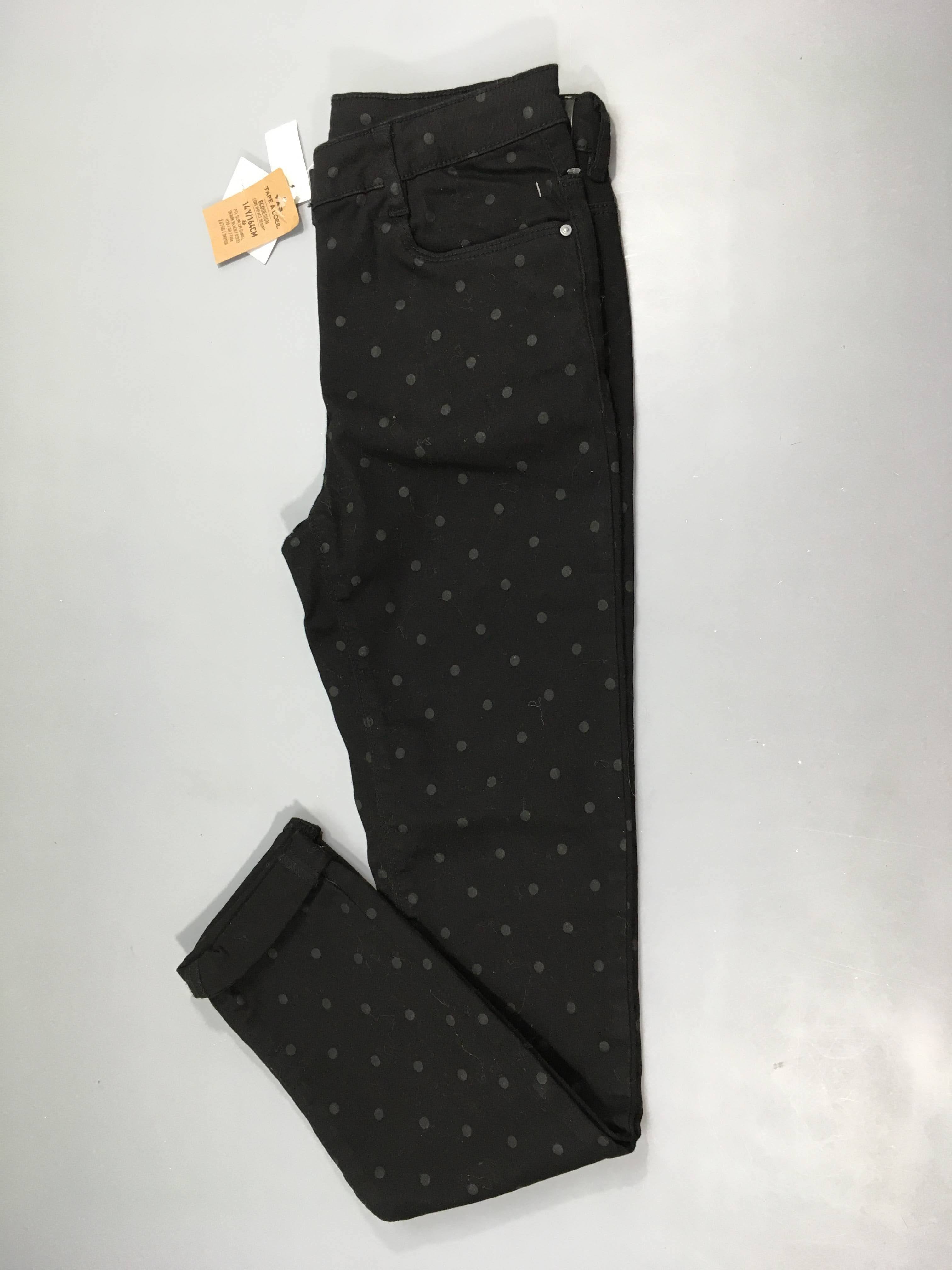 NEUF Pantalon Slim noir pois