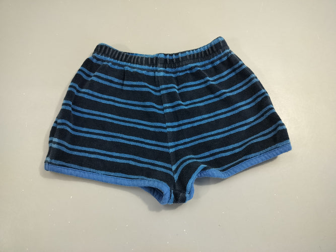 Short éponge bleu marine rayé  80% coton  20% polyester, moins cher chez Petit Kiwi