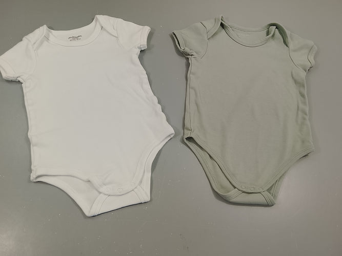 Lot de 2 bodies m.c ,1 blanc et 1 vert, moins cher chez Petit Kiwi