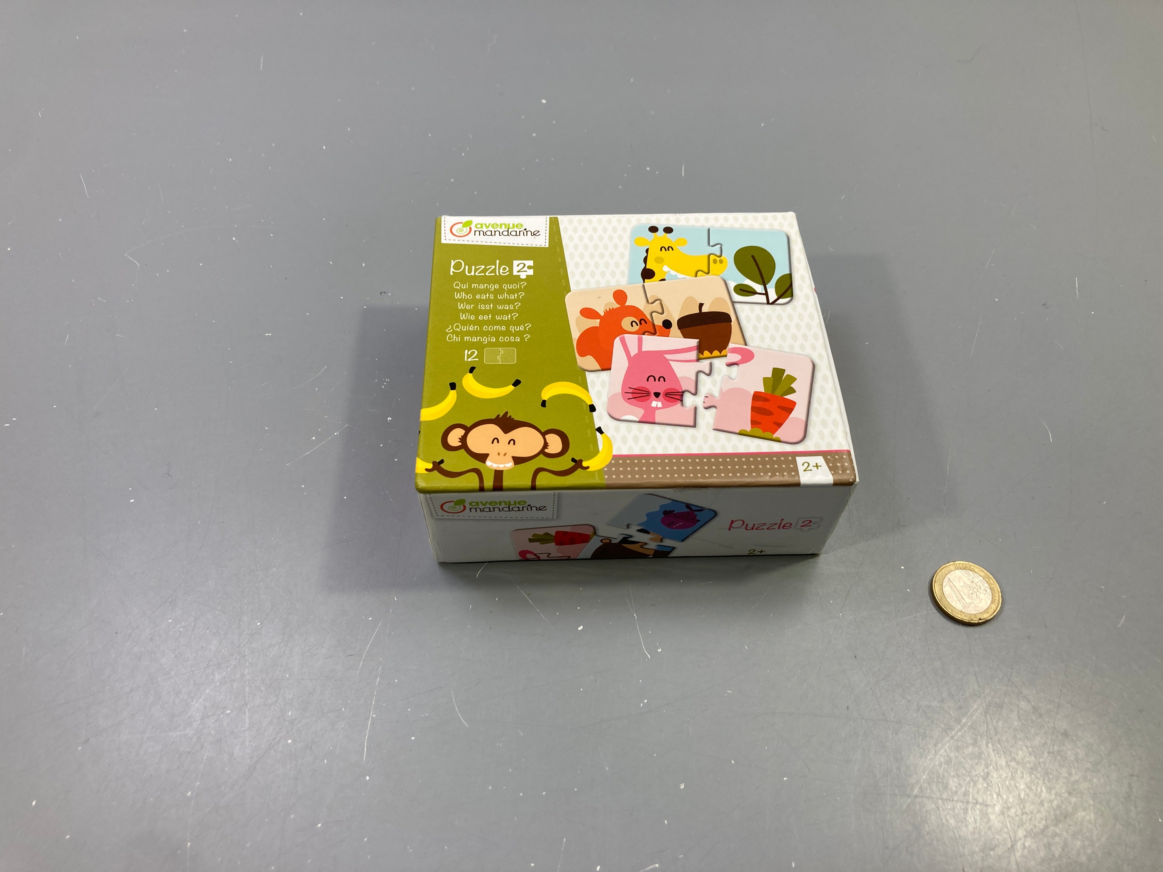 Puzzles 2 pièces Qui mange quoi ?, 12 puzzles, dès 2 ans, Avenue Mandarine - complet