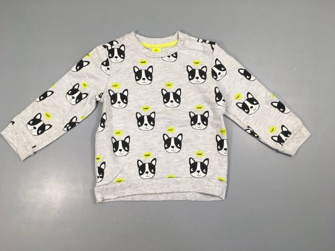 Sweat gris flammé chiens, moins cher chez Petit Kiwi