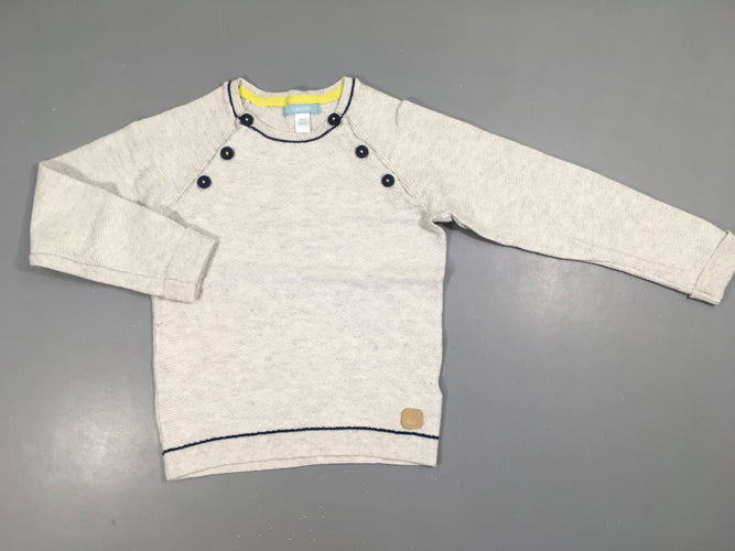 Pull gris clair chevrons boutons, moins cher chez Petit Kiwi