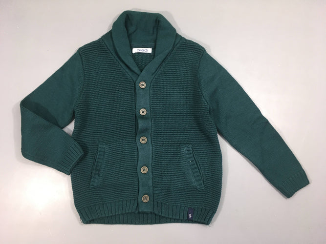 Gilet vert foncé col châle, moins cher chez Petit Kiwi