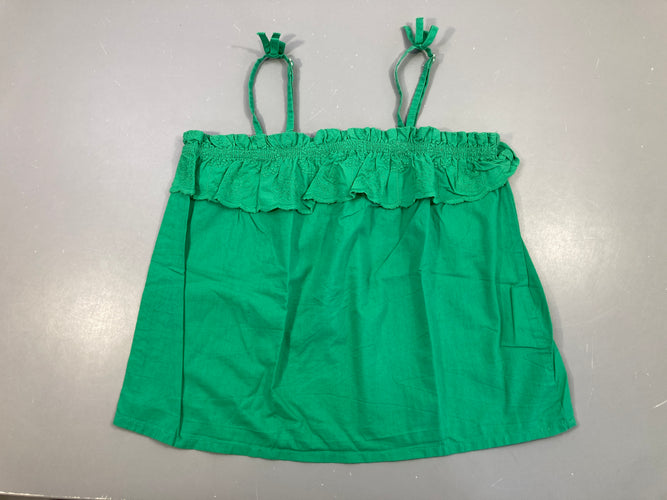 Blouse fines bretelles verte volants broderies, moins cher chez Petit Kiwi
