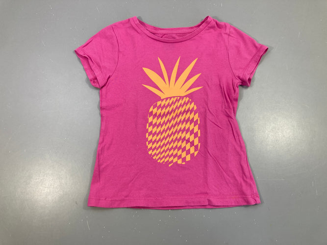 T-shirt m.c rose ananas, légèrement bouloché, moins cher chez Petit Kiwi