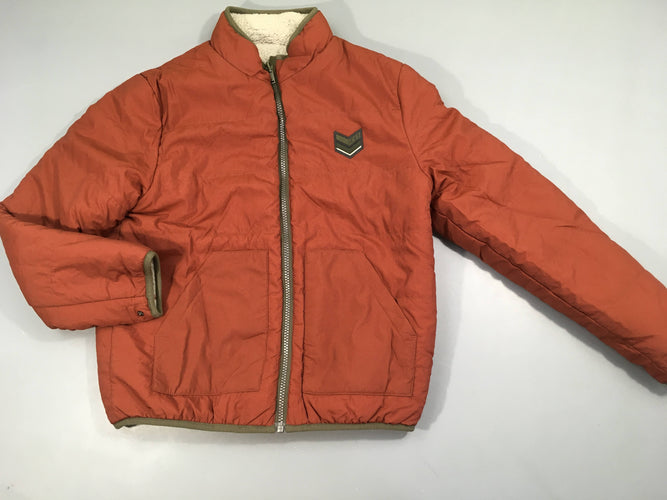 Veste réversible terracotta/teddy beige, moins cher chez Petit Kiwi