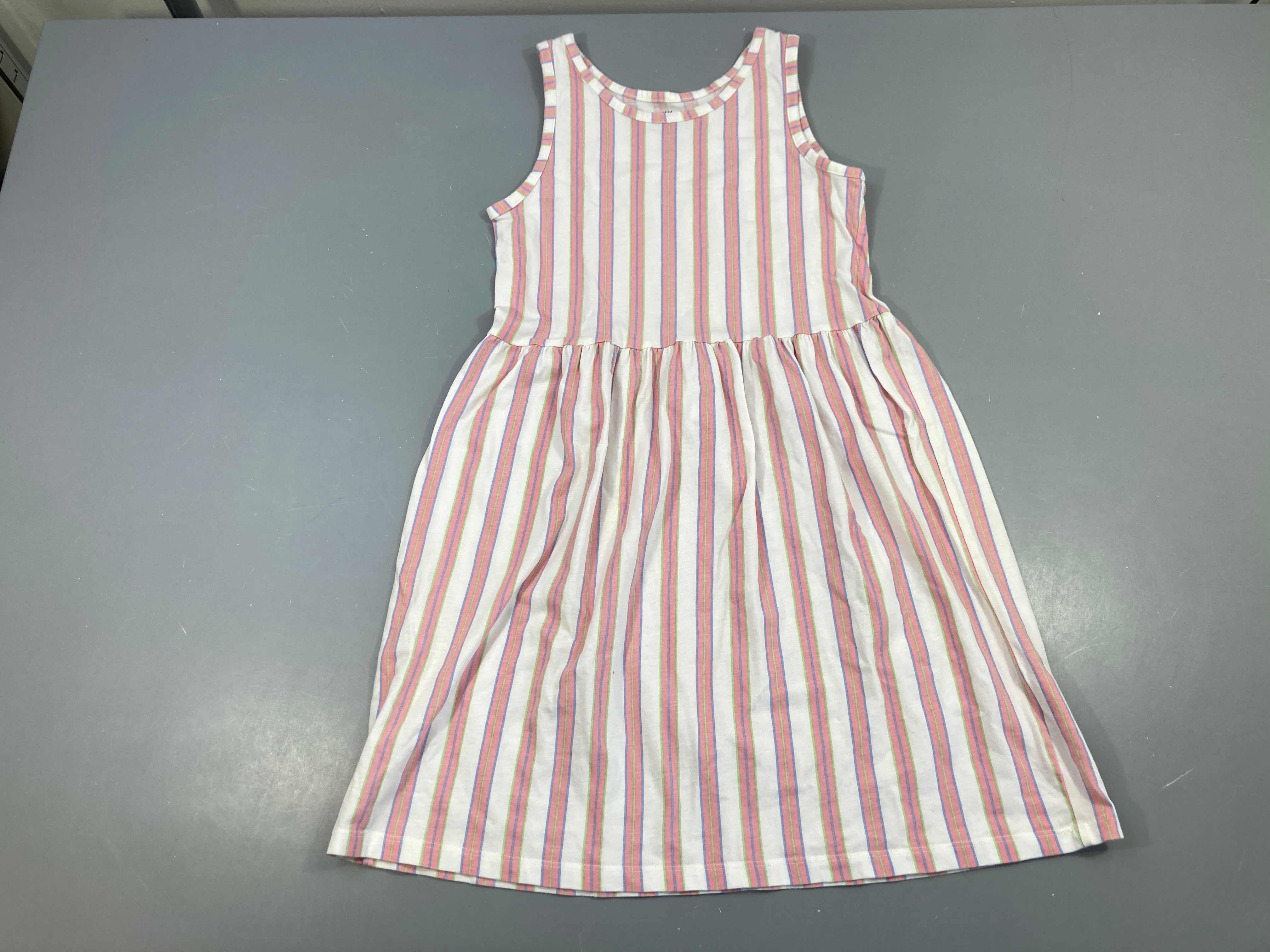 Robe s.m jersey blanche ligné rose/bleu/vert