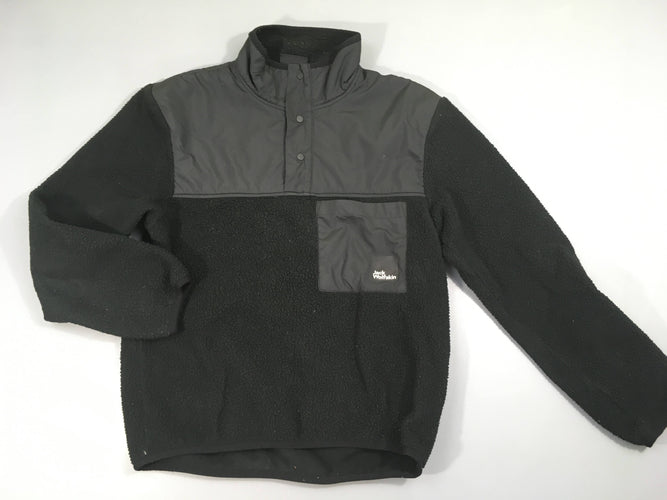 Polar teddy noir bi-matière poche Jack Wolfskin, moins cher chez Petit Kiwi
