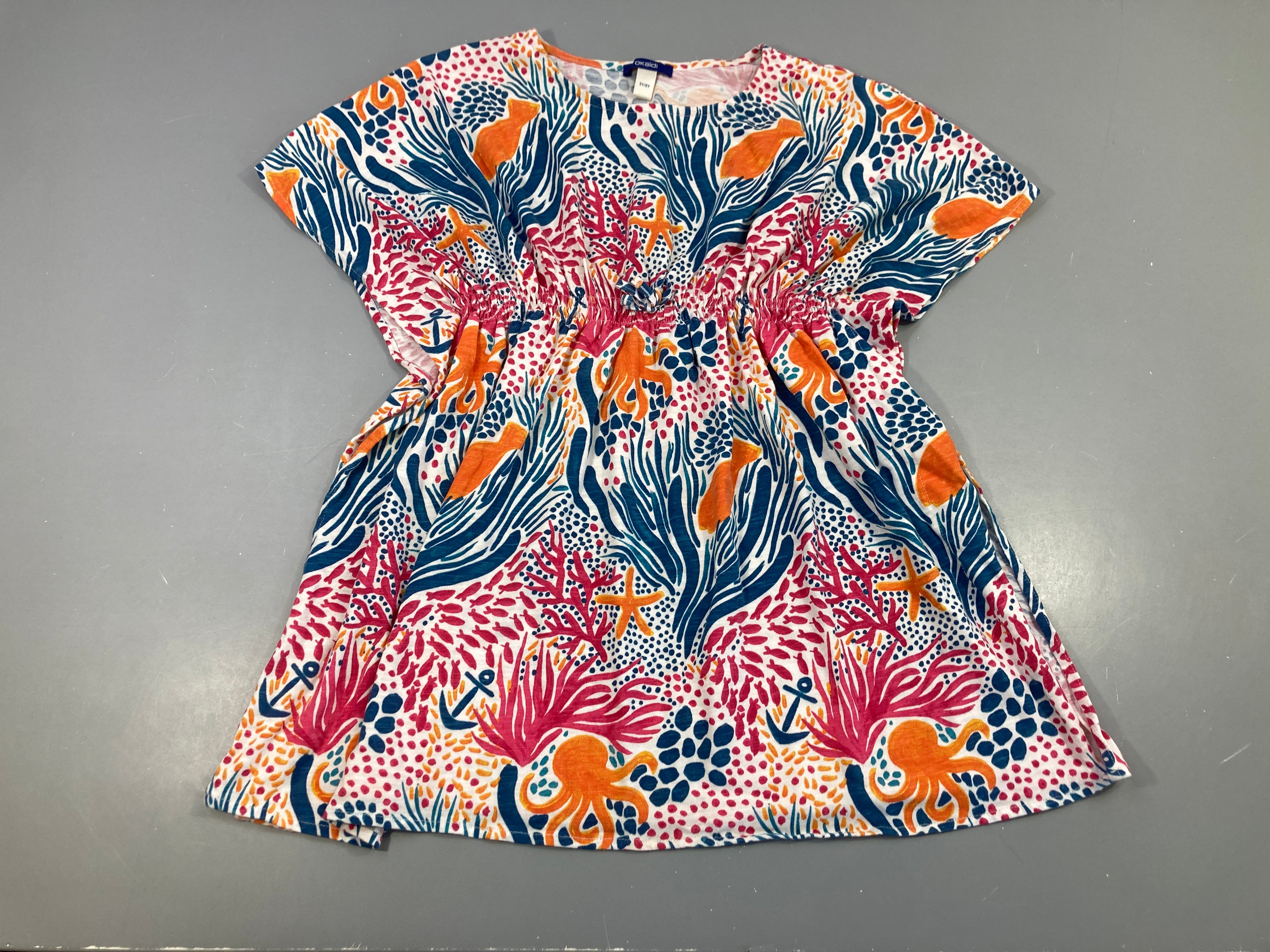 Robe/paréo m.c jersey motifs poissons océan mutlicolore, 3-5ans