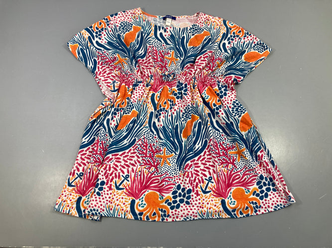 Robe/paréo m.c jersey motifs poissons océan mutlicolore, 3-5ans, moins cher chez Petit Kiwi