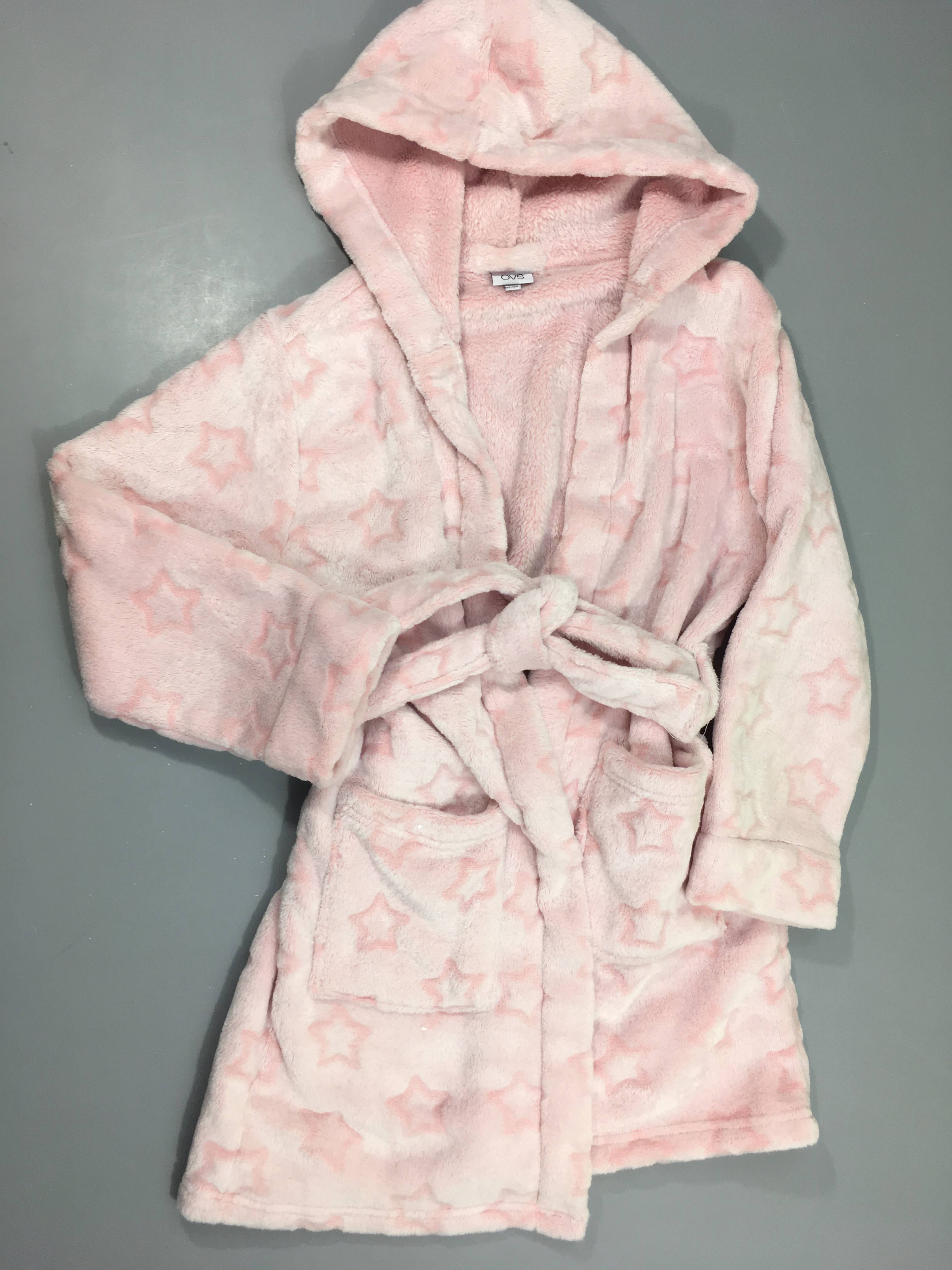 Peignoir velours rose cair étoiles