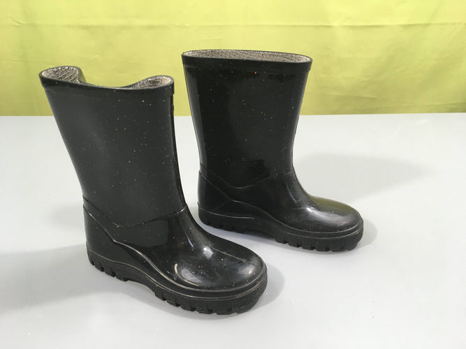 Bottes de pluies noires pailletées, moins cher chez Petit Kiwi