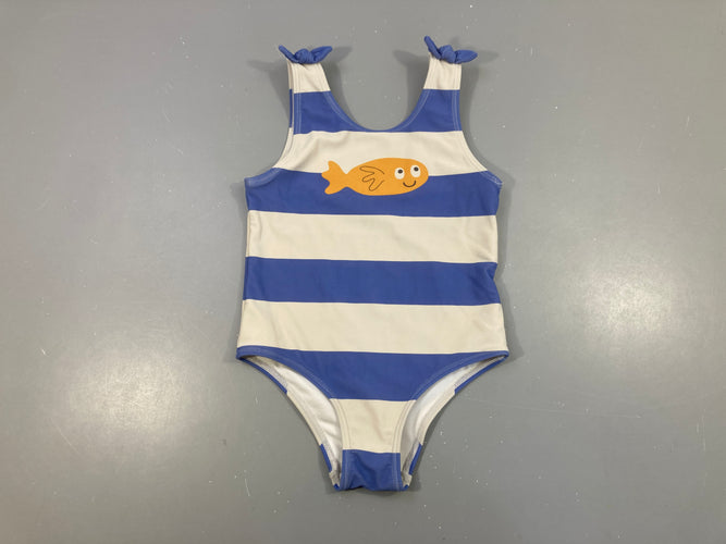 Maillot rayé bleu/blanc poisson, moins cher chez Petit Kiwi