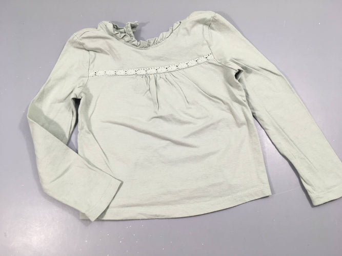 T-shirt m.l menthe col froufrou, moins cher chez Petit Kiwi