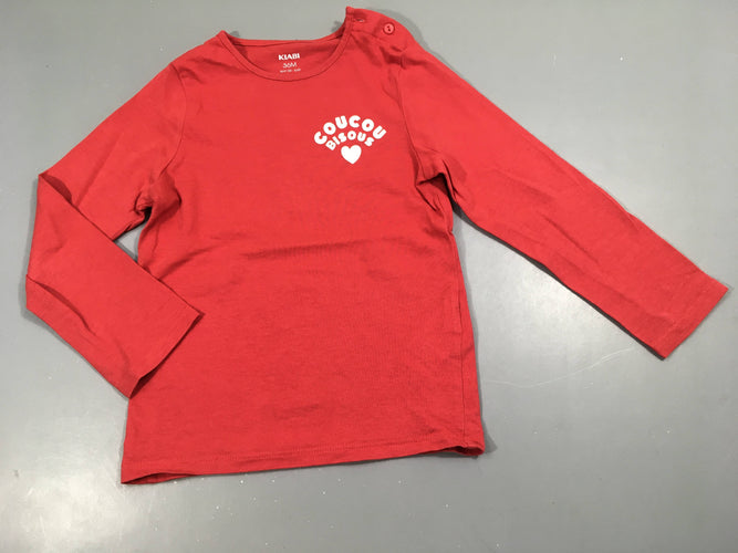 T-shirt m.l rouge Coucou bisous, moins cher chez Petit Kiwi