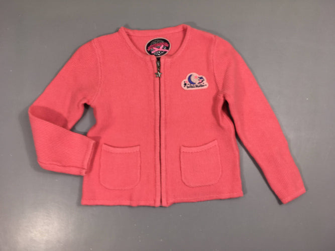 Gilet zippé rose Jolies étoiles, moins cher chez Petit Kiwi