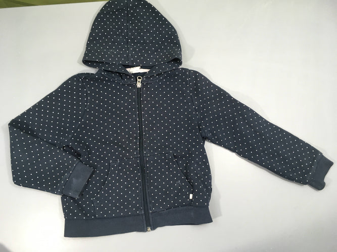 Sweat zippé à capuche bleu foncé pois blanc-Bas manches à relaver, moins cher chez Petit Kiwi