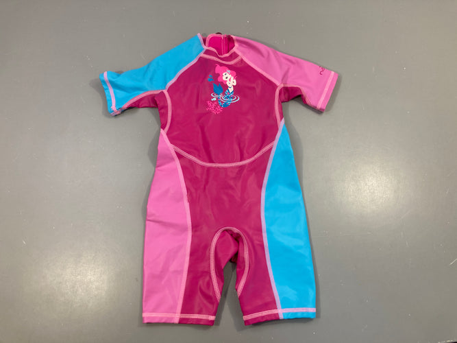 Combi anti-froid anti-uv rose/bleu sirène nabaji, moins cher chez Petit Kiwi