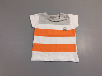 T-shirt m.c blanc rayé gris chiné/orange Spring