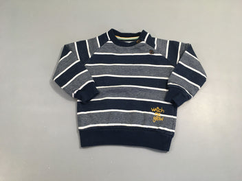 Sweat bleu foncé rayé blanc