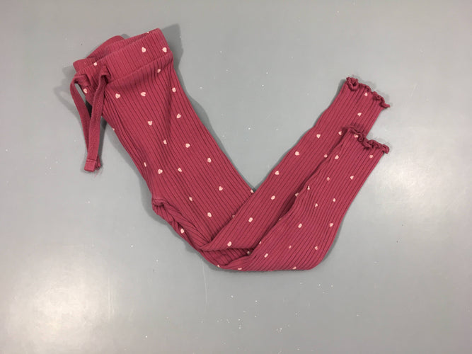 Legging côtelé rose foncé pois, moins cher chez Petit Kiwi