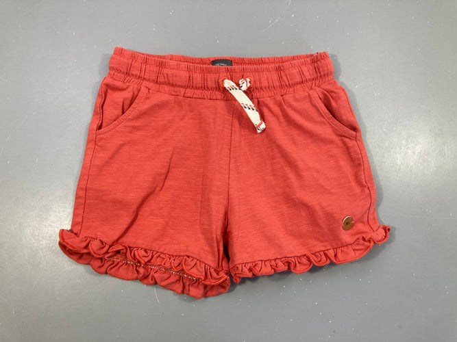 Short jersey rouge flammé froufrous, moins cher chez Petit Kiwi