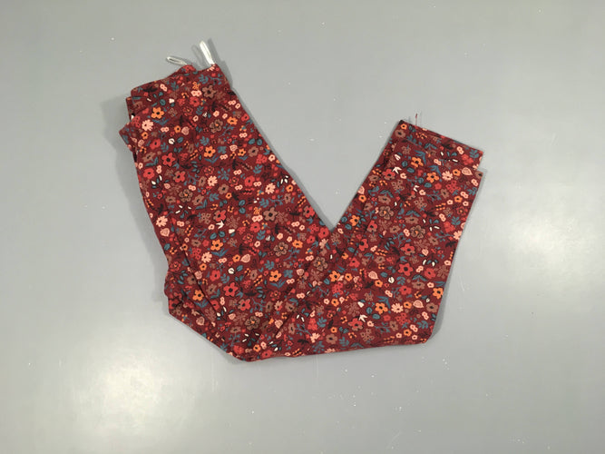 Legging bordeau fleuri, moins cher chez Petit Kiwi