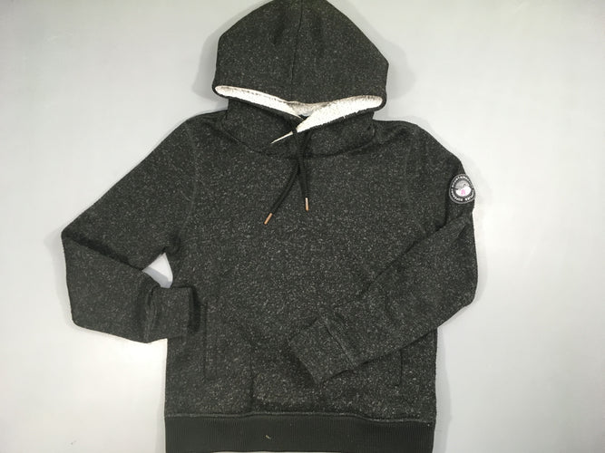 Pull à capuche gris foncé chiné bouloché, moins cher chez Petit Kiwi