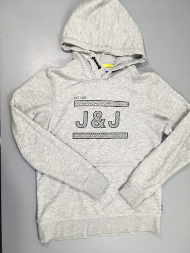 Sweat à capuche léger gris chiné J&J, moins cher chez Petit Kiwi