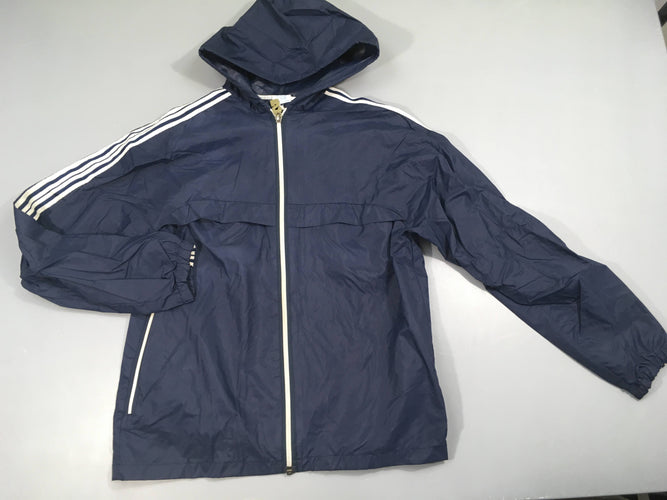 Veste K-Way bleu foncé bandes blanches, moins cher chez Petit Kiwi