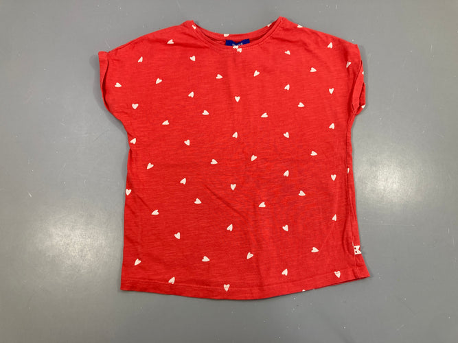 T-shirt m.c rouge flammé coeurs, moins cher chez Petit Kiwi