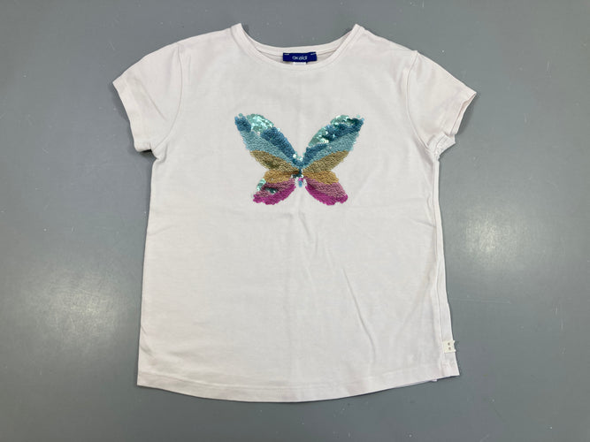T-shirt m.c blanc papillons sequins, moins cher chez Petit Kiwi